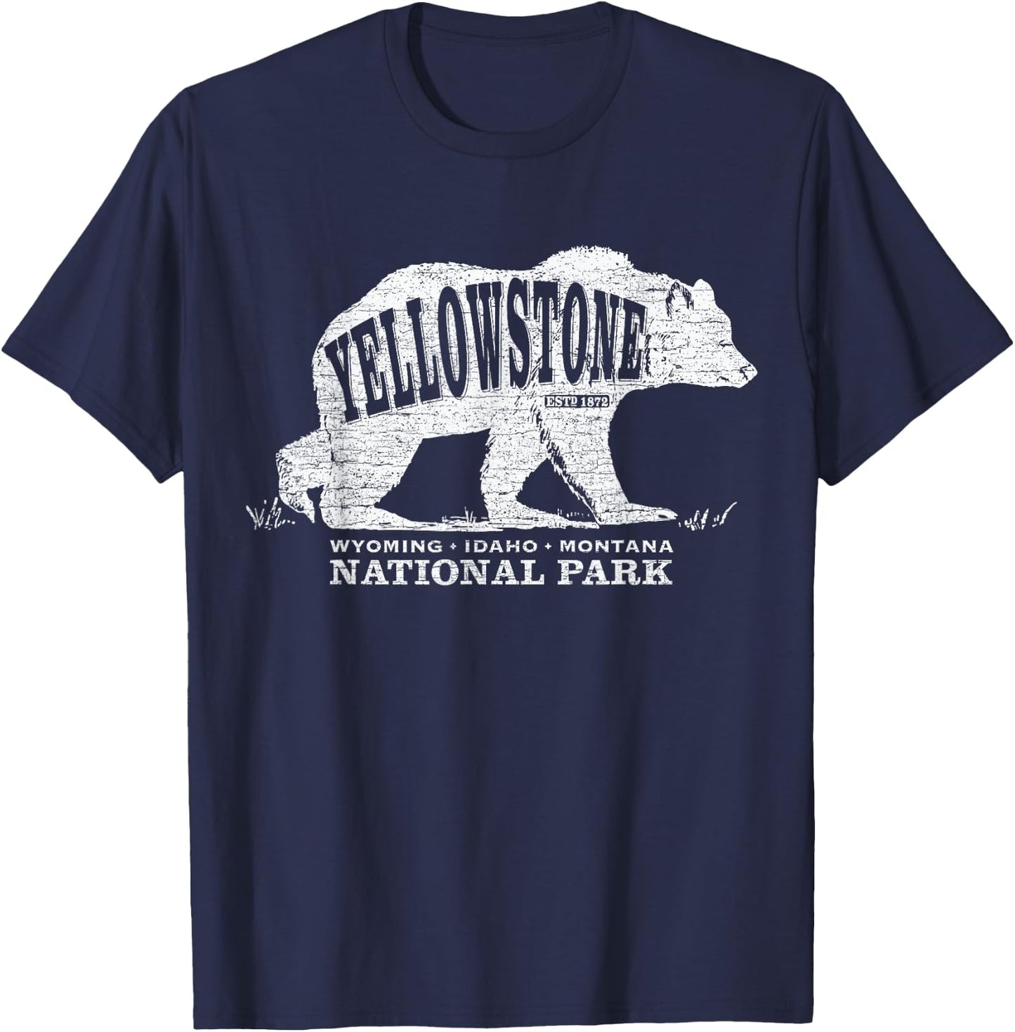 Grizzly Bear Yellowstone National Park Est. 1872 T-Shirt - T-Shirt | Navy