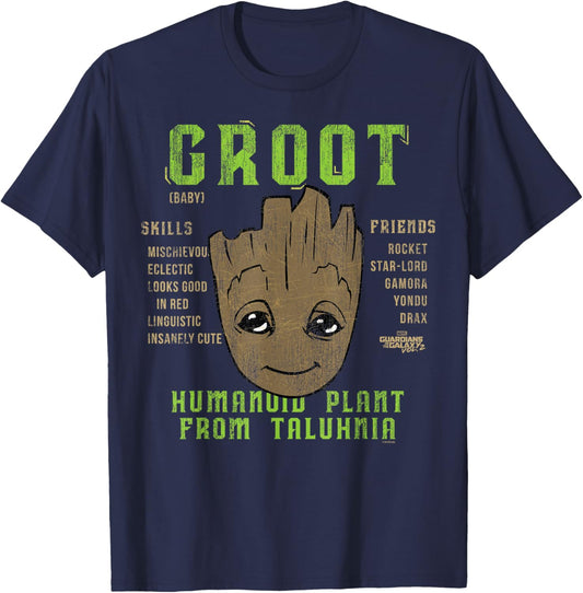 Marvel Guardians of Galaxy 2 Groot Skills Graphic C2 T-Shirt - T-Shirt | Navy