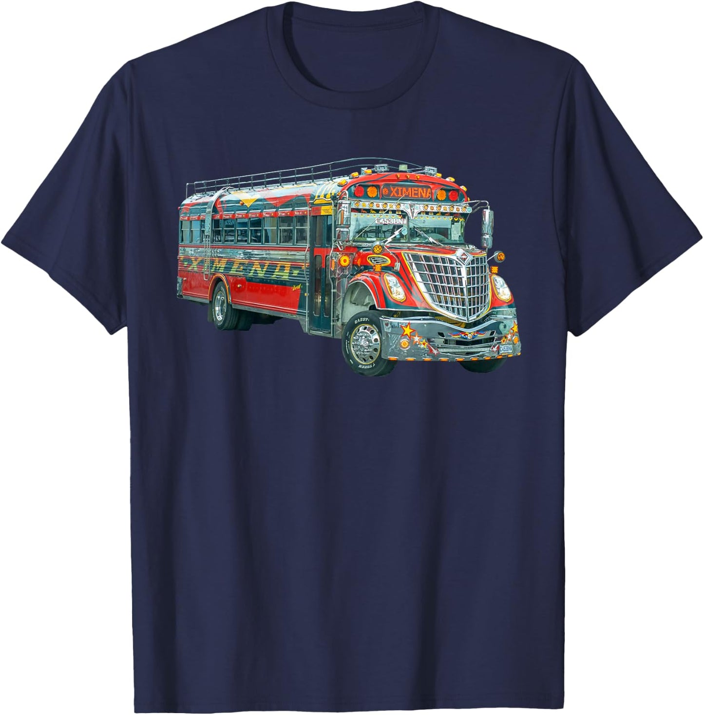 Chicken Bus Guatemala Chapin Quetzal Antigua Tikal Maya 502 T-Shirt - T-Shirt | Navy