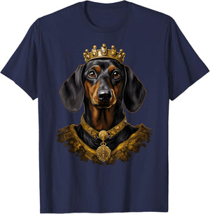 Royal Nobility Regal Dachshund: Canine Royalty with Crown T-Shirt - T-Shirt | Navy