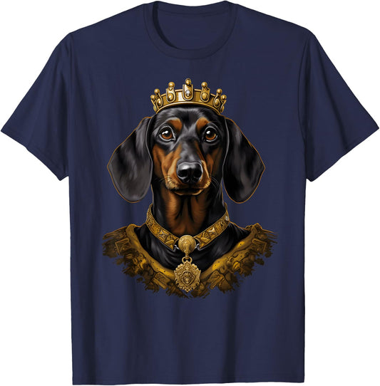Royal Nobility Regal Dachshund: Canine Royalty with Crown T-Shirt - T-Shirt | Navy