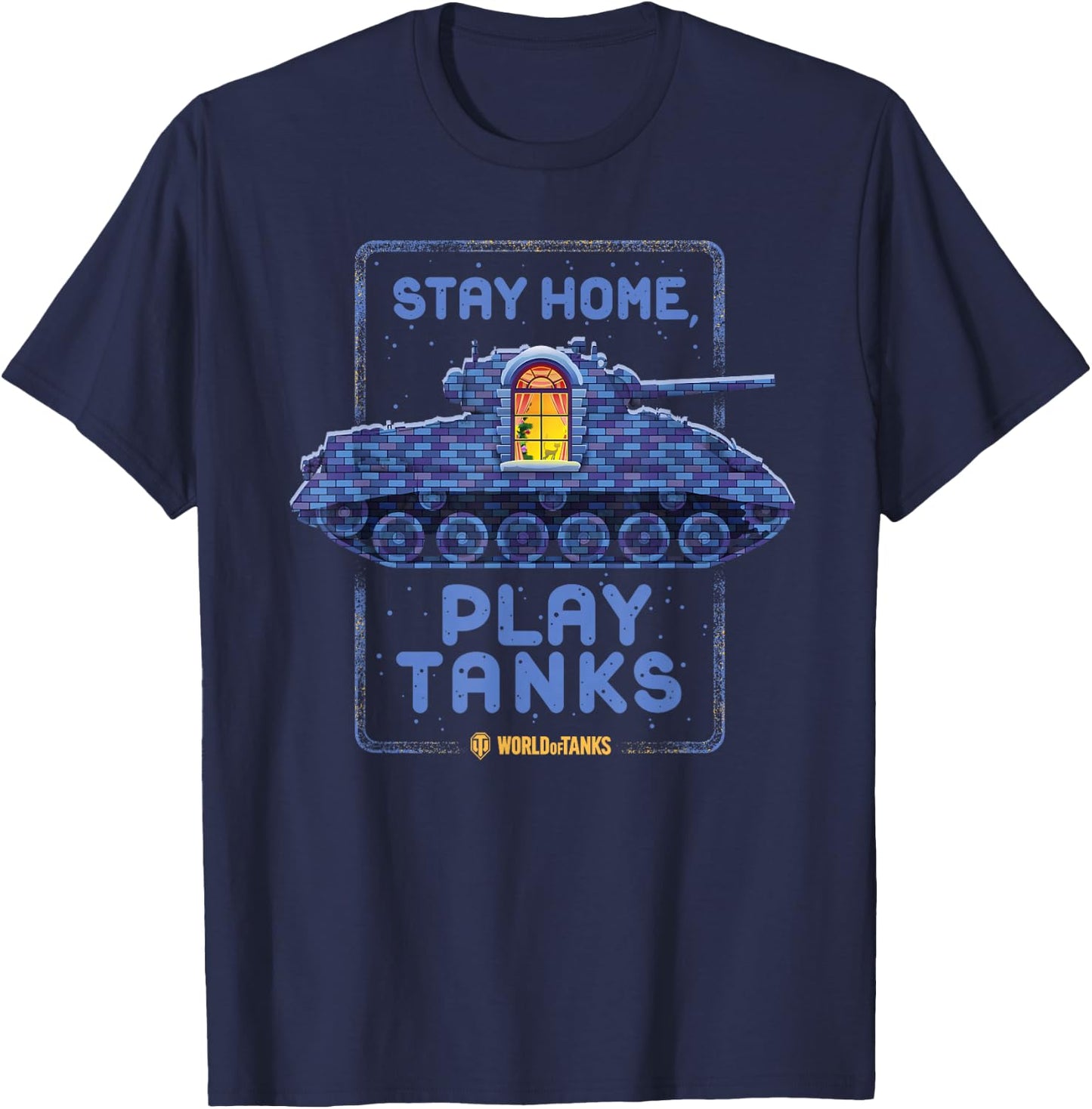 World of Tanks M4A2E4 Sherman "Stay Home, Play Tanks" T-Shirt - T-Shirt | Navy