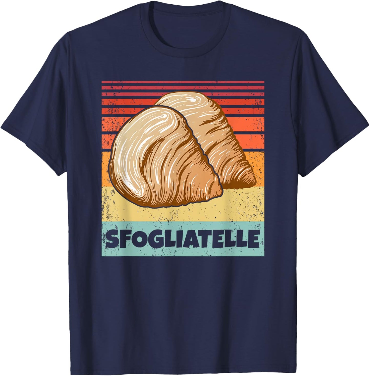 Retro Vintage Sfogliatelle | Italian Pastry Graphic T-Shirt - T-Shirt | Navy