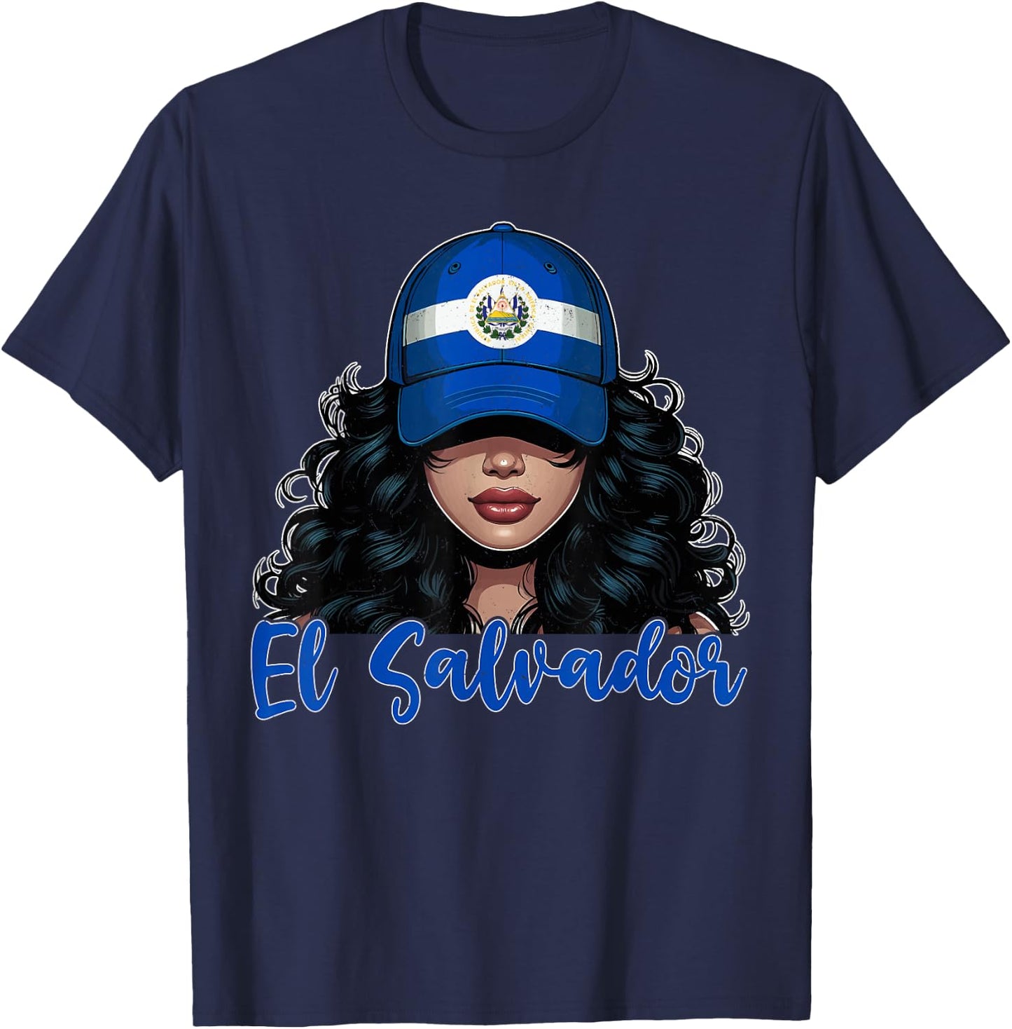 Salvadoran Girl El Salvador Flag Proud Salvadorena Women T-Shirt - T-Shirt | Navy