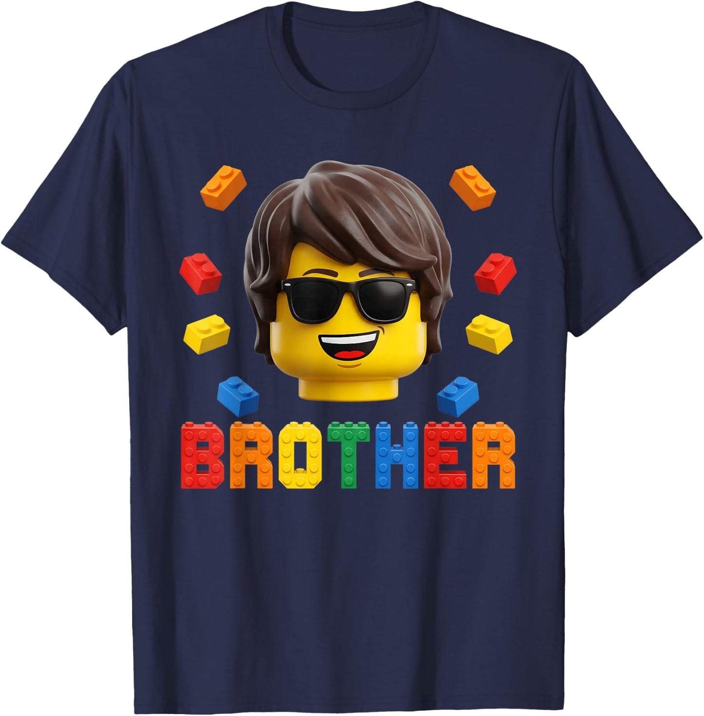 Brother Master Builder Boy Building Bricks Blocks Family T-Shirt - T-Shirt | Navy