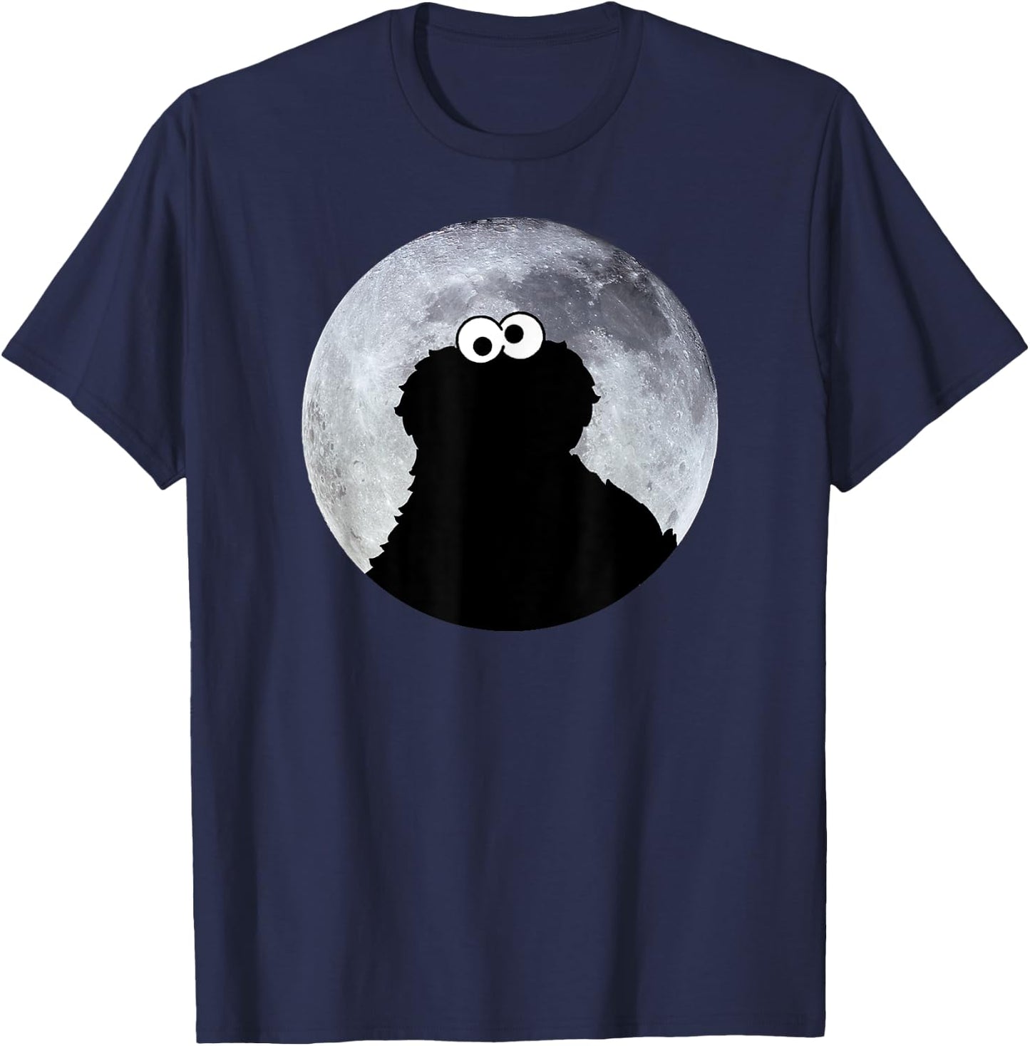 Sesame Street Cookie Monster in Moonlight Shadow Moonnight , black T-Shirt - T-Shirt | Navy