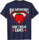 Distressed Real Superheroes Don't Wear Capes Teacher T Shirt Men Women Girls Kids T-Shirt - T-Shirt | Navy
