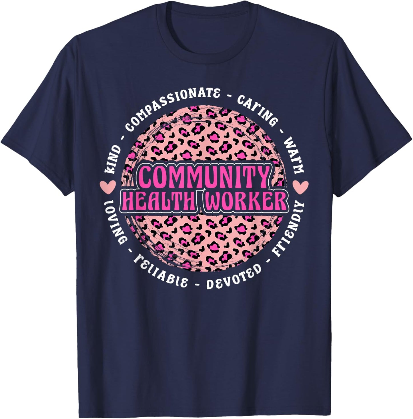 Community Health Worker Leopard T-Shirt - T-Shirt | Navy
