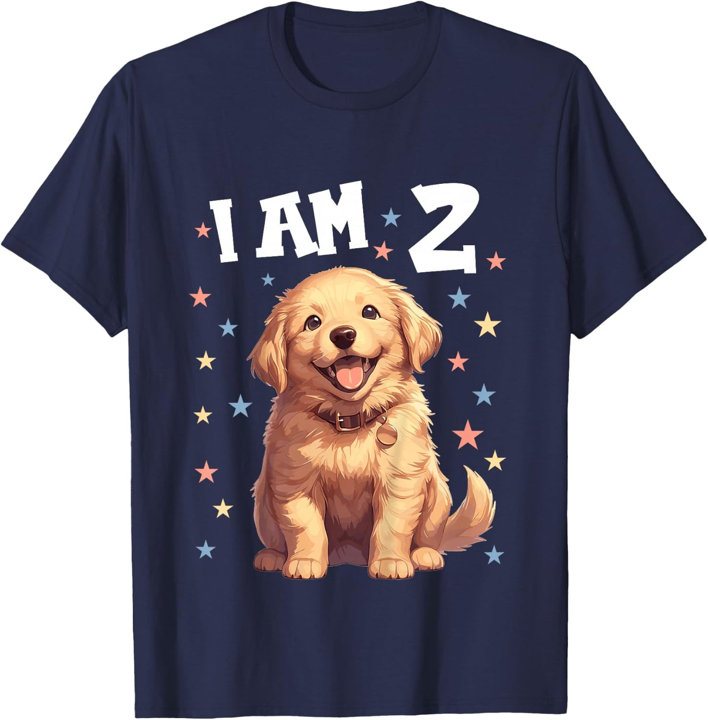 Kids 2 Years old 2th birthday Golden Retrievers Golden Retriever T-Shirt - T-Shirt | Navy