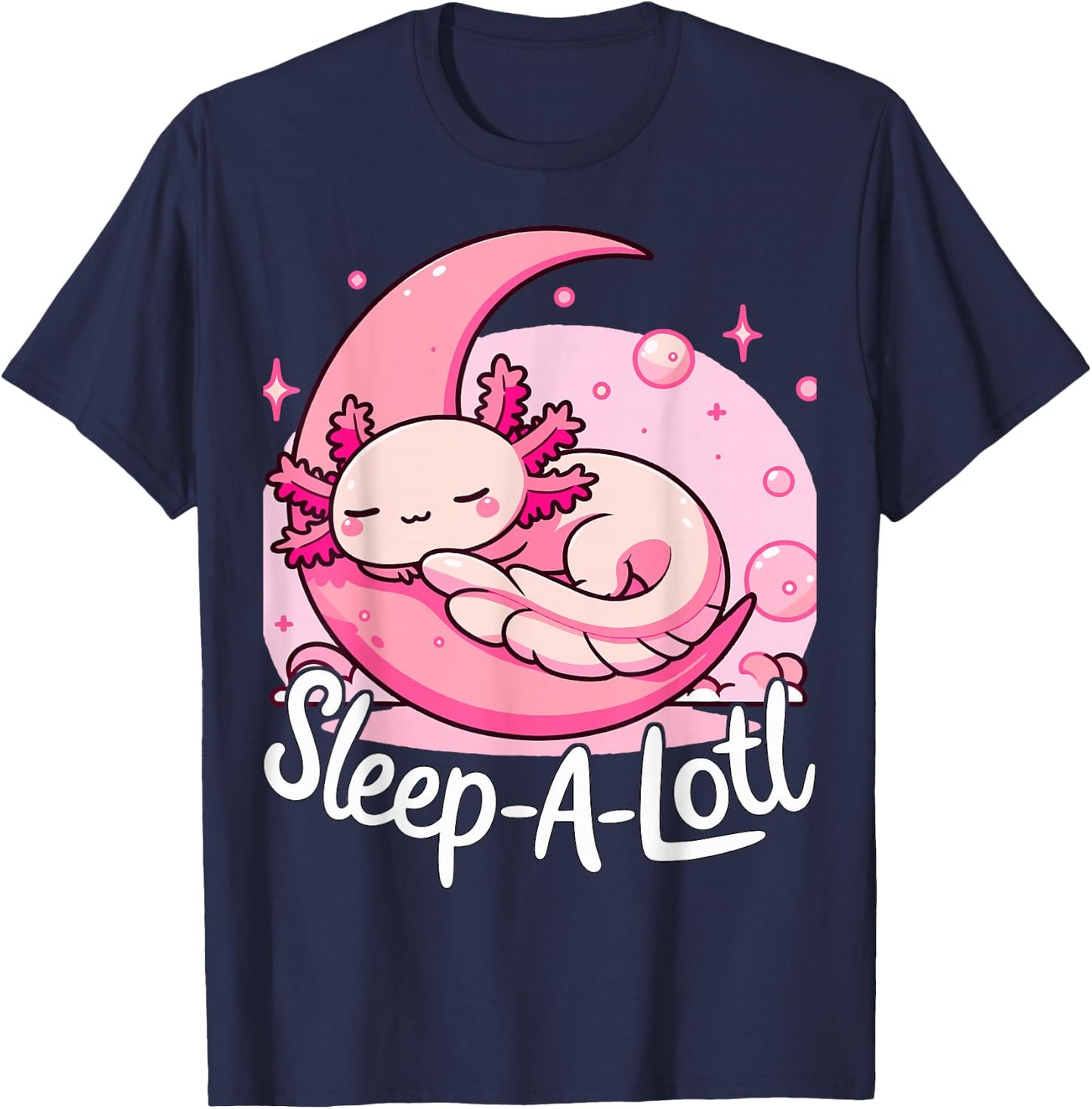 Sleep-A-Lotl Axoltol Sleaping T-Shirt - T-Shirt | Navy