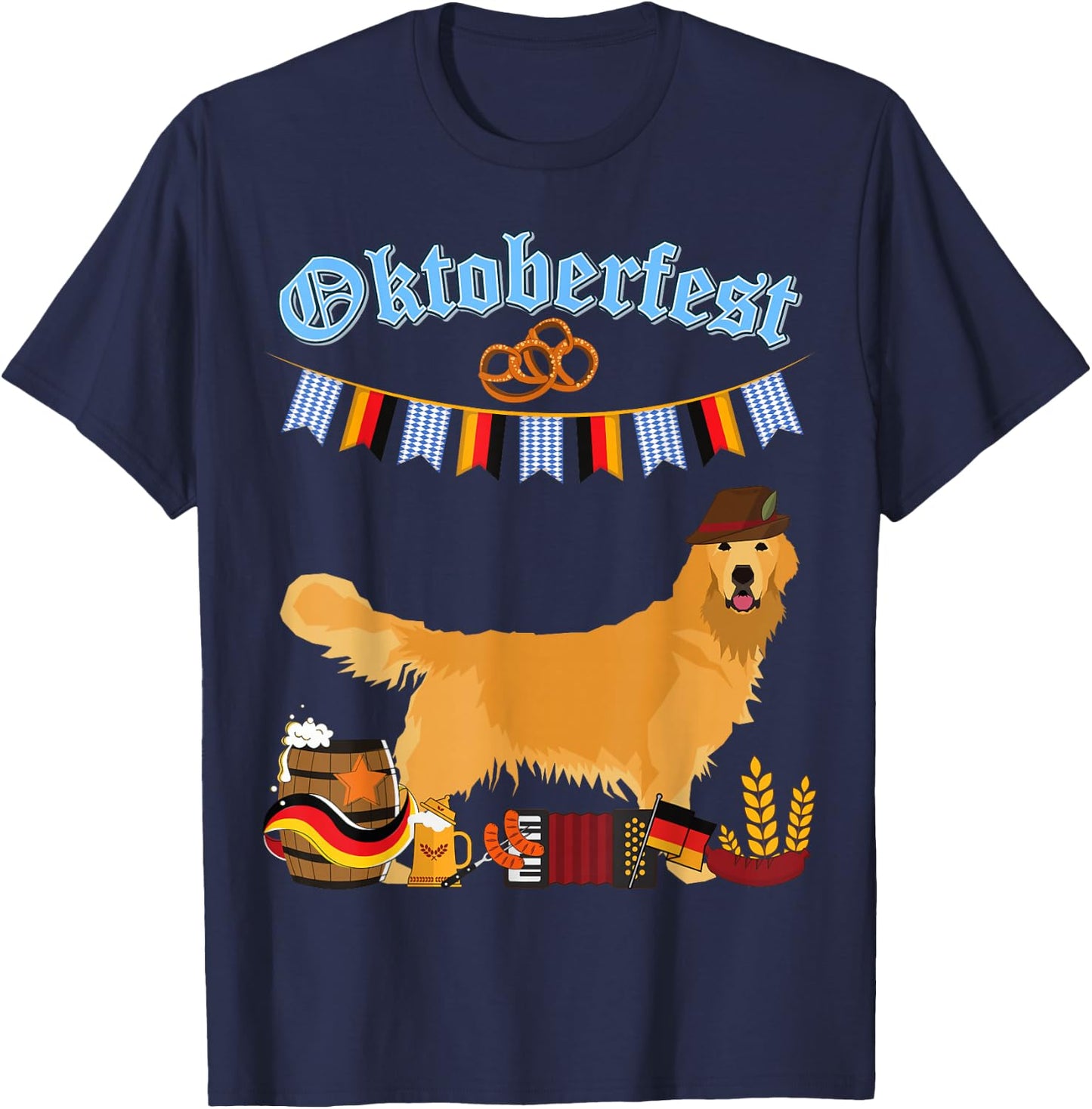 Golden Retriever Oktoberfest T-Shirt - T-Shirt | Navy