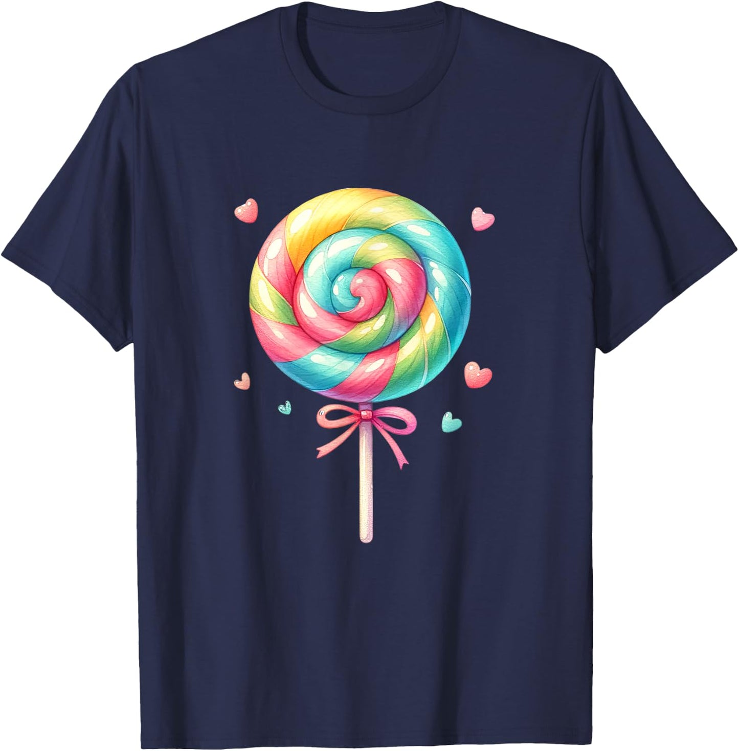 Lollipop Rainbow Candy Kids Girls Cute , black T-Shirt - T-Shirt | Navy