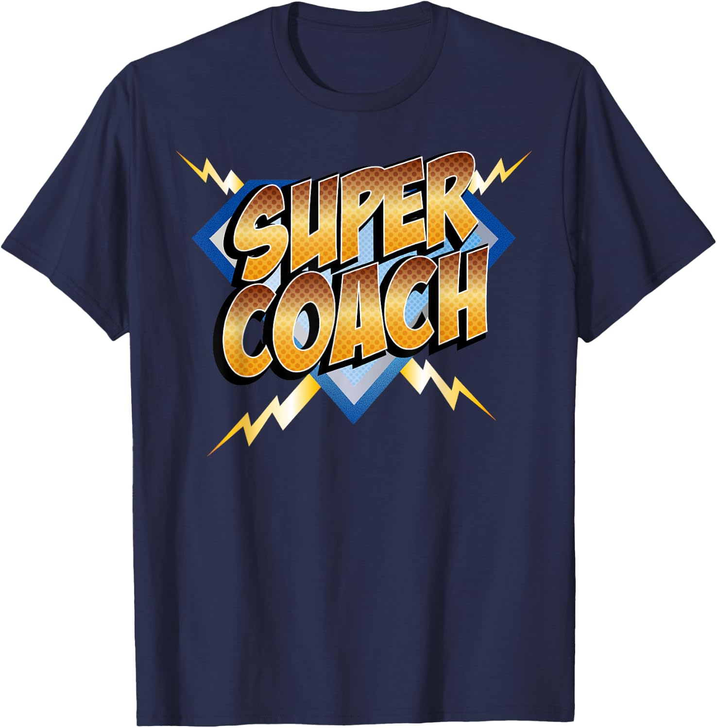 Super Coach Superhero Comic Book Sports Team T-Shirt - T-Shirt | Navy