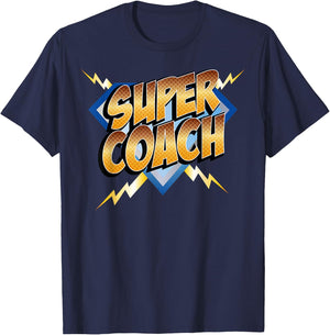 Super Coach Superhero Comic Book Sports Team T-Shirt - T-Shirt | Navy