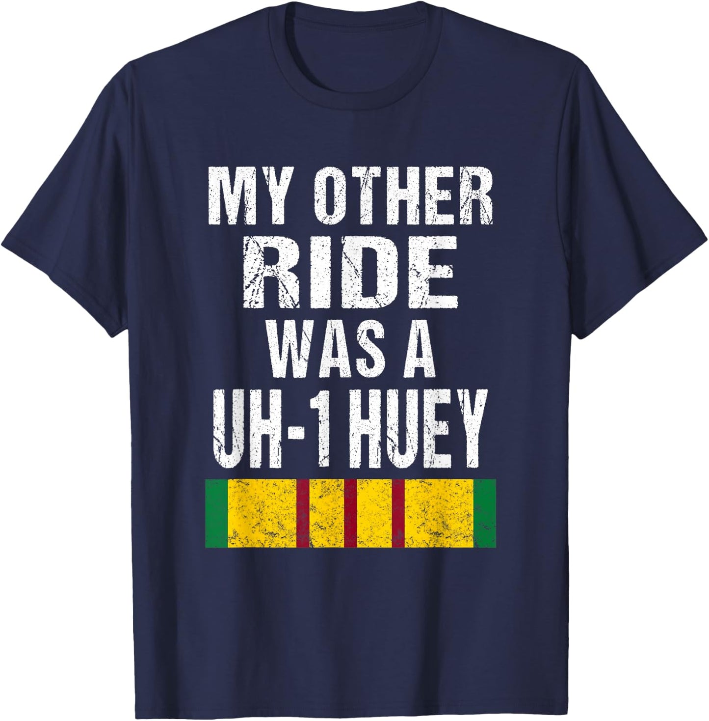 Vietnam Veteran Biker UH-1 Huey Helicopter Vet T-Shirt - T-Shirt | Navy