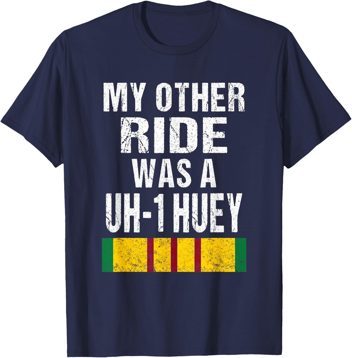 Vietnam Veteran Biker UH-1 Huey Helicopter Vet T-Shirt - T-Shirt | Navy