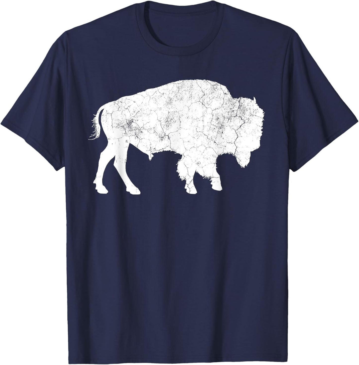 Distressed Buffalo Retro Bison Animal Lover Shirt Men Women T-Shirt - T-Shirt | Navy