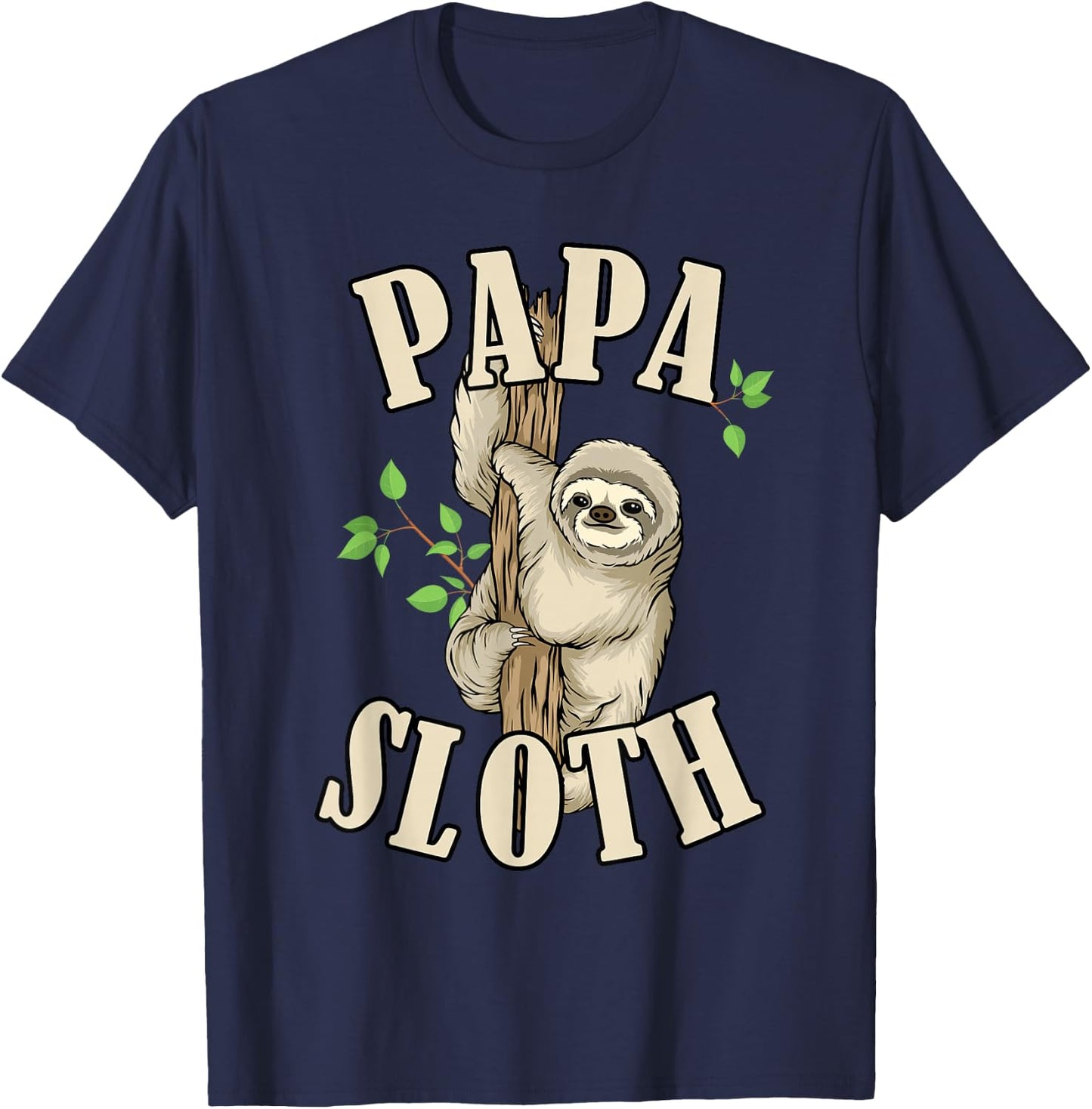 Papa Sloth Animal Lover Grandpa Sloth Papa T-Shirt - T-Shirt | Navy