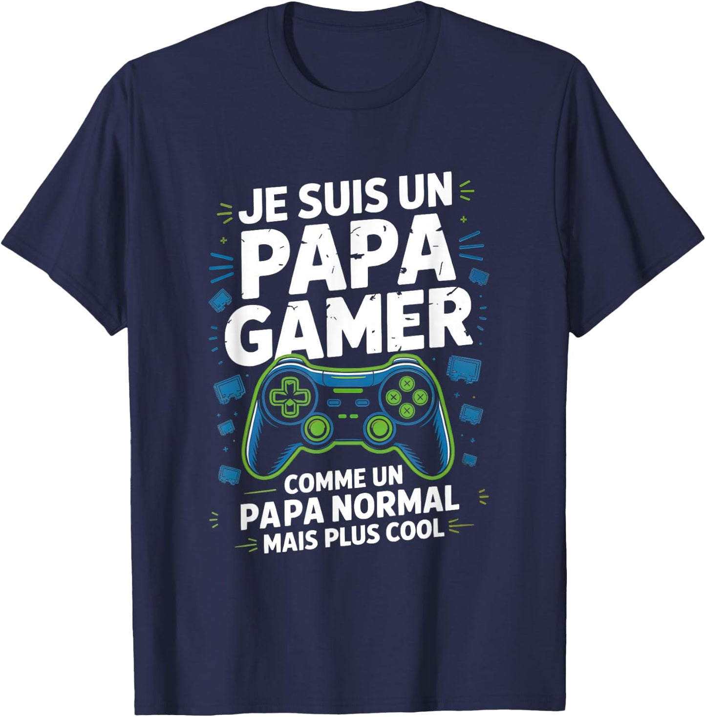 Dad Gamer Dad Cool Gift Humour Father's Day Father Man T-Shirt - T-Shirt | Navy
