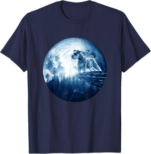 Miniature Schnauzer Dog Moon Dog Mom Dad Dog Lovers T-Shirt - T-Shirt | Navy