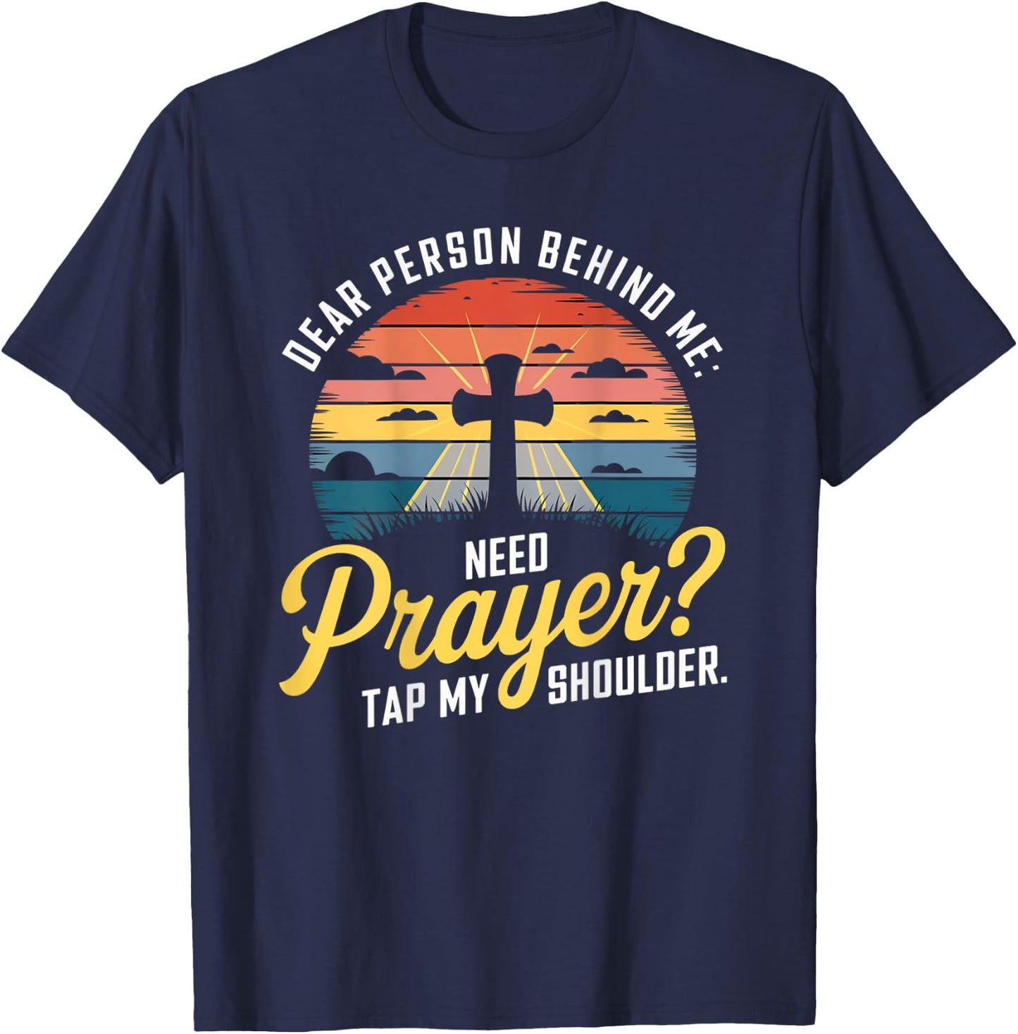 Tap for Prayer Christian Faith on Back T-Shirt - T-Shirt | Navy