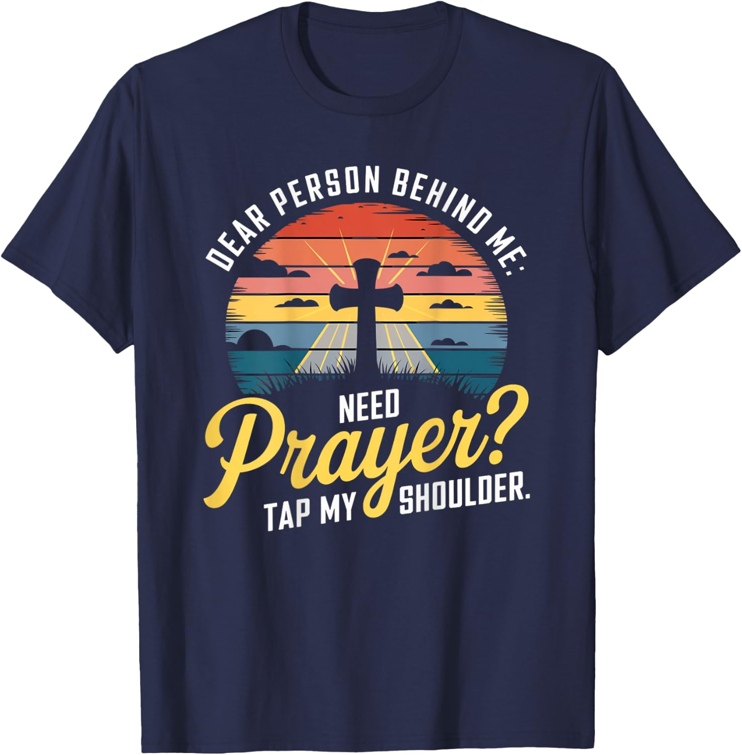 Tap for Prayer Christian Faith on Back T-Shirt - T-Shirt | Navy