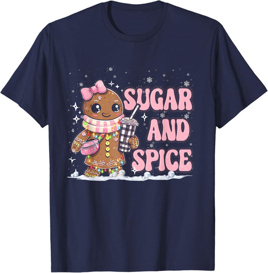 Sugar Spice Gingerbread Bougie Pink Christmas Retro Cookie T-Shirt - T-Shirt | Navy