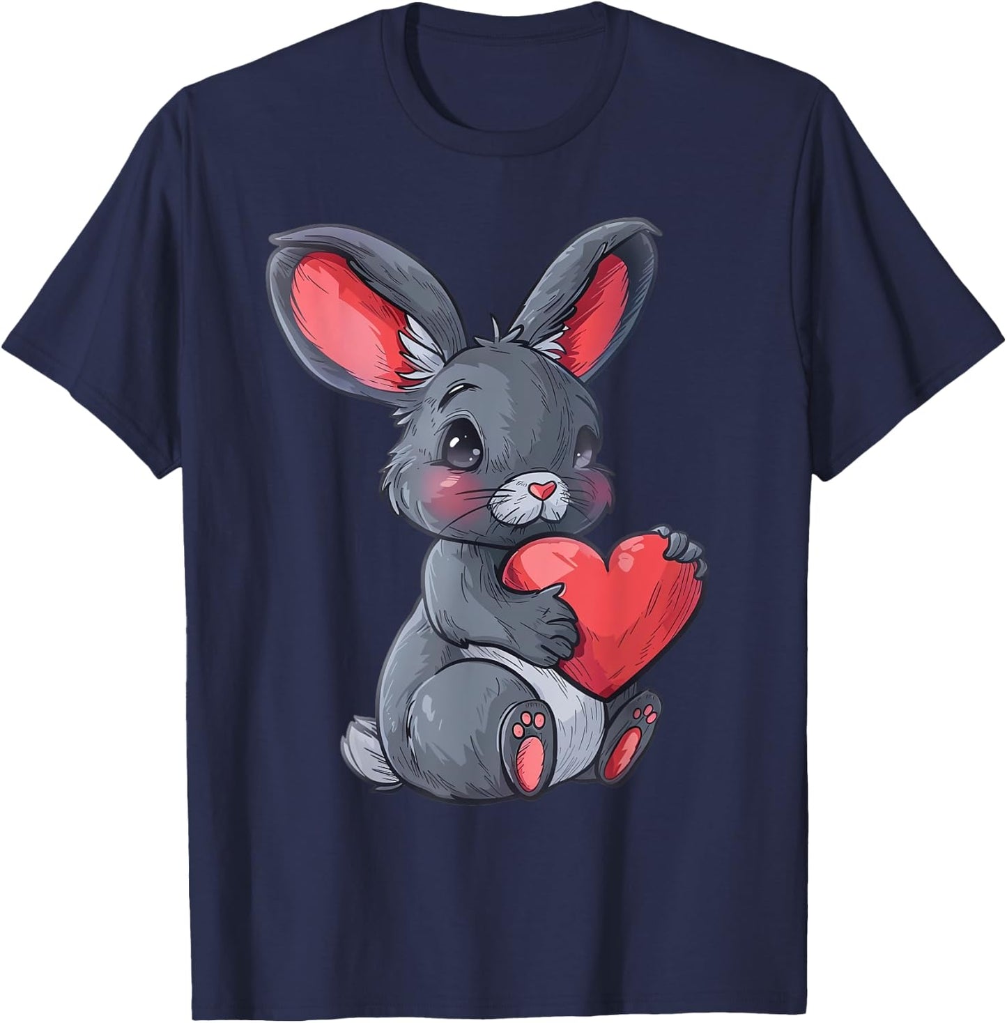 Niedlicher Hase Mit Herz Liebevolles Design T-Shirt - T-Shirt | Navy
