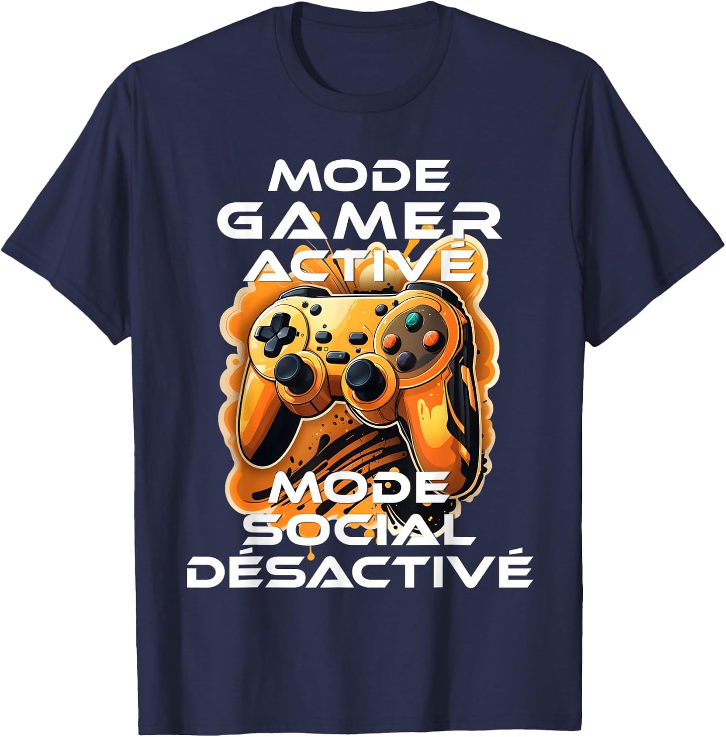 Gamer geek addicted video games teen console gaming humorous , Black, S T-Shirt - T-Shirt | Navy