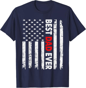 Best Dad Ever American Flag Father's Day Usa Flag T-Shirt - T-Shirt | Navy