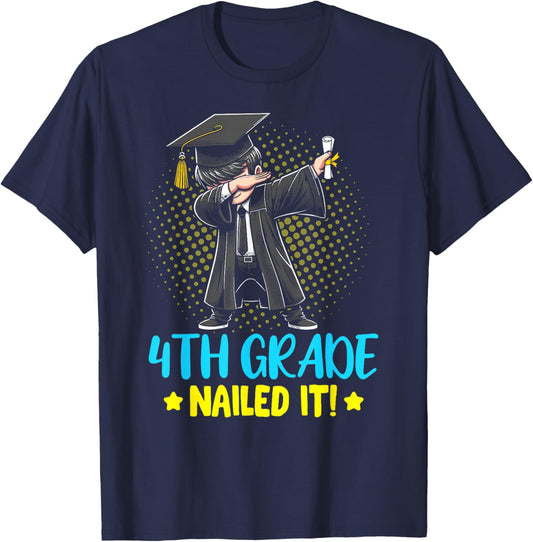 Dabbing 4th Grade Nailed It shirt boys 4th grade graduation T-Shirt - T-Shirt | Navy