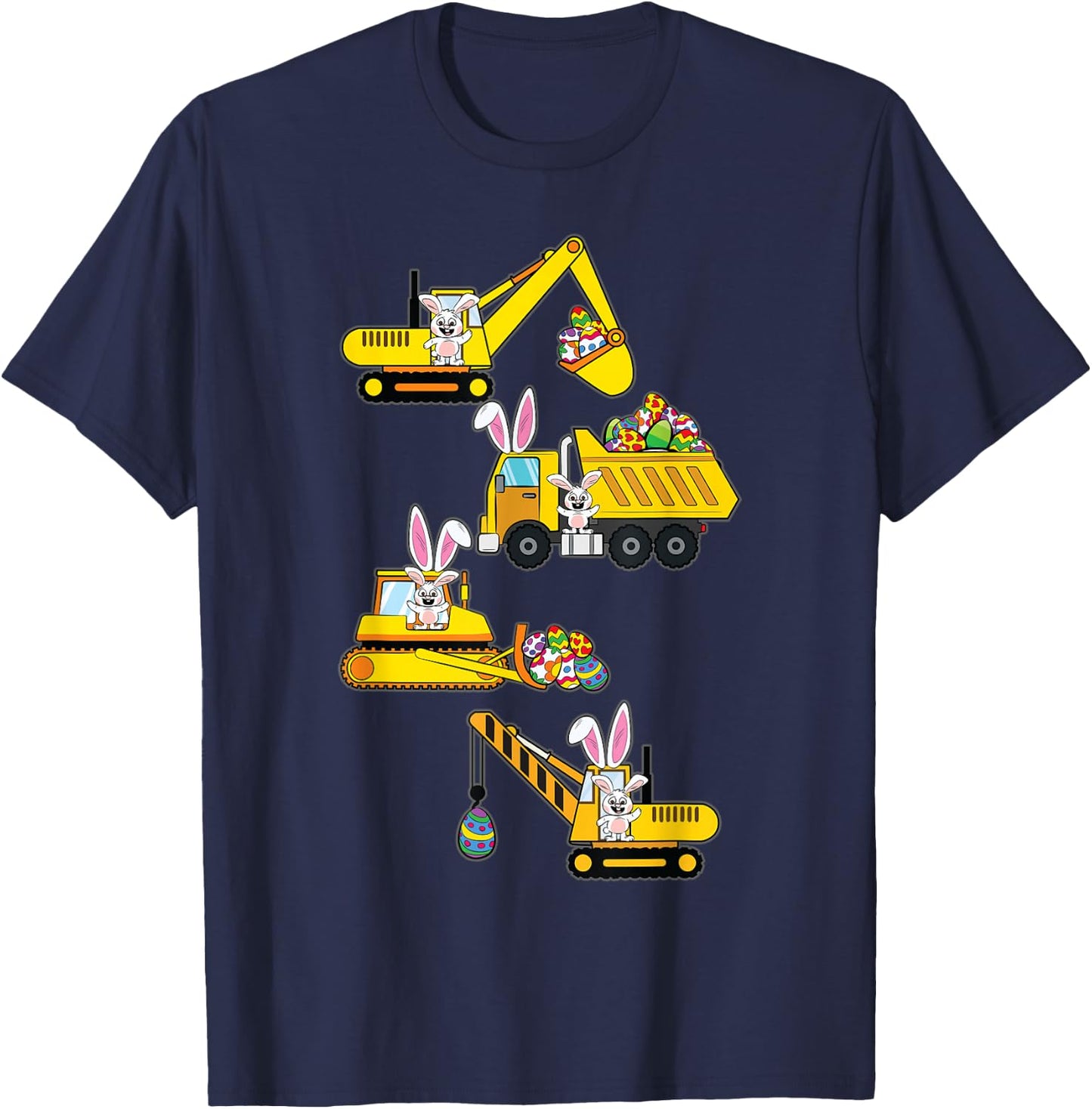 Bunny Egg Hunting Heavy Equipment Easter Construction Boys T-Shirt - T-Shirt | Navy