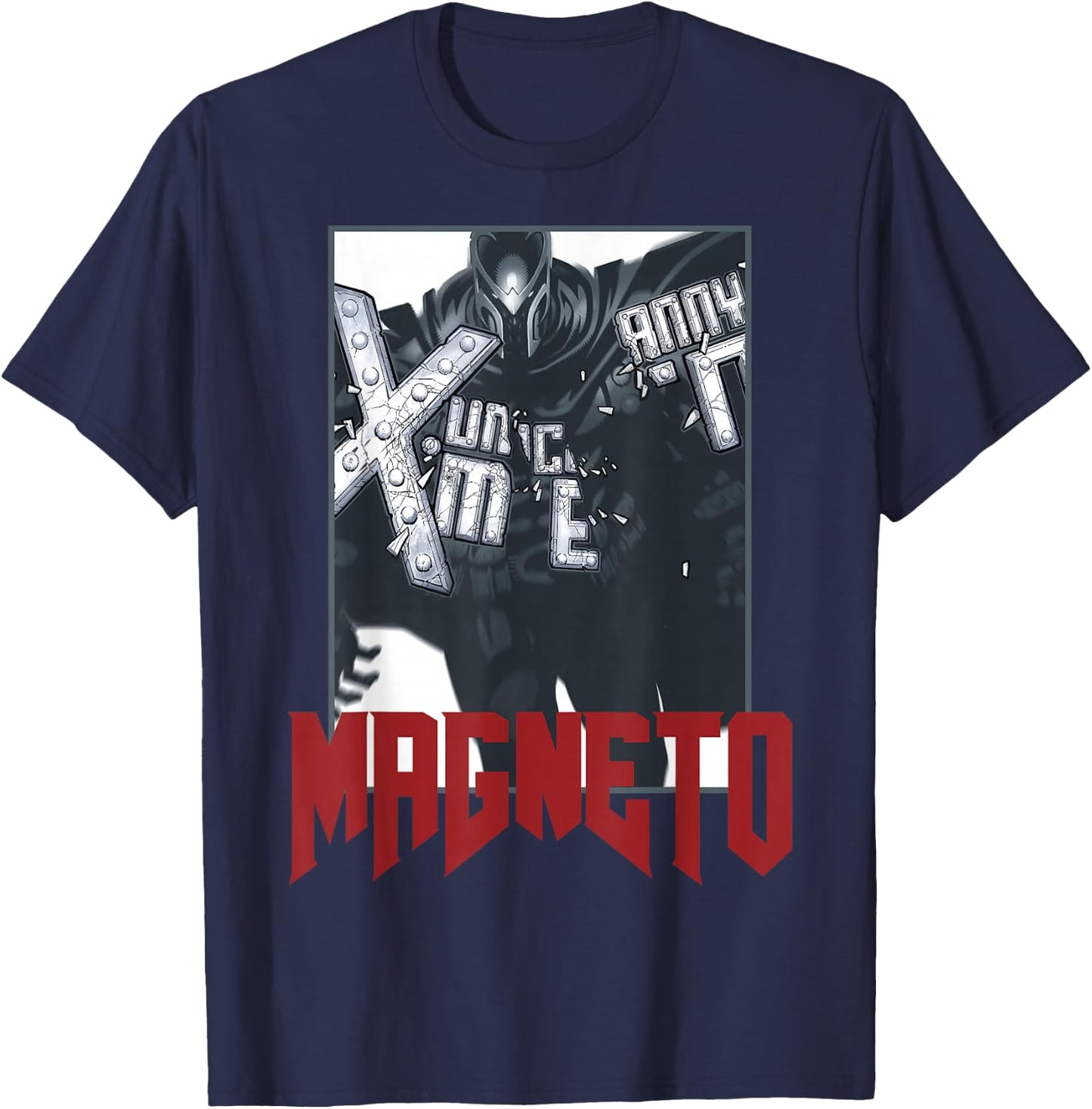 Marvel X-Men Magneto Uncanny Magnetic Poster Graphic T-Shirt - T-Shirt | Navy