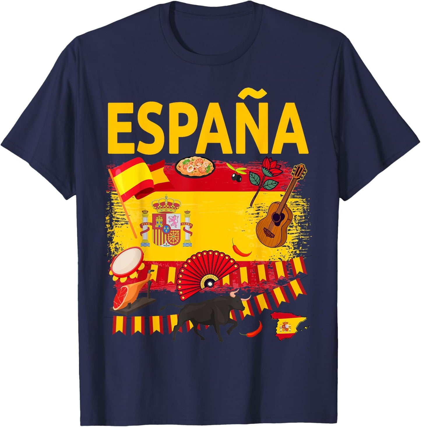 Spanish Flag Outfit Idea for Children Española and Spanish Flag T-Shirt - T-Shirt | Navy