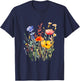 Summer Wildflower Bouquet , Black, S T-Shirt - T-Shirt | Navy
