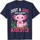 Just A Girl Who Loves Axolotls Cute Kawaii Kids Teen Girls T-Shirt - T-Shirt | Navy