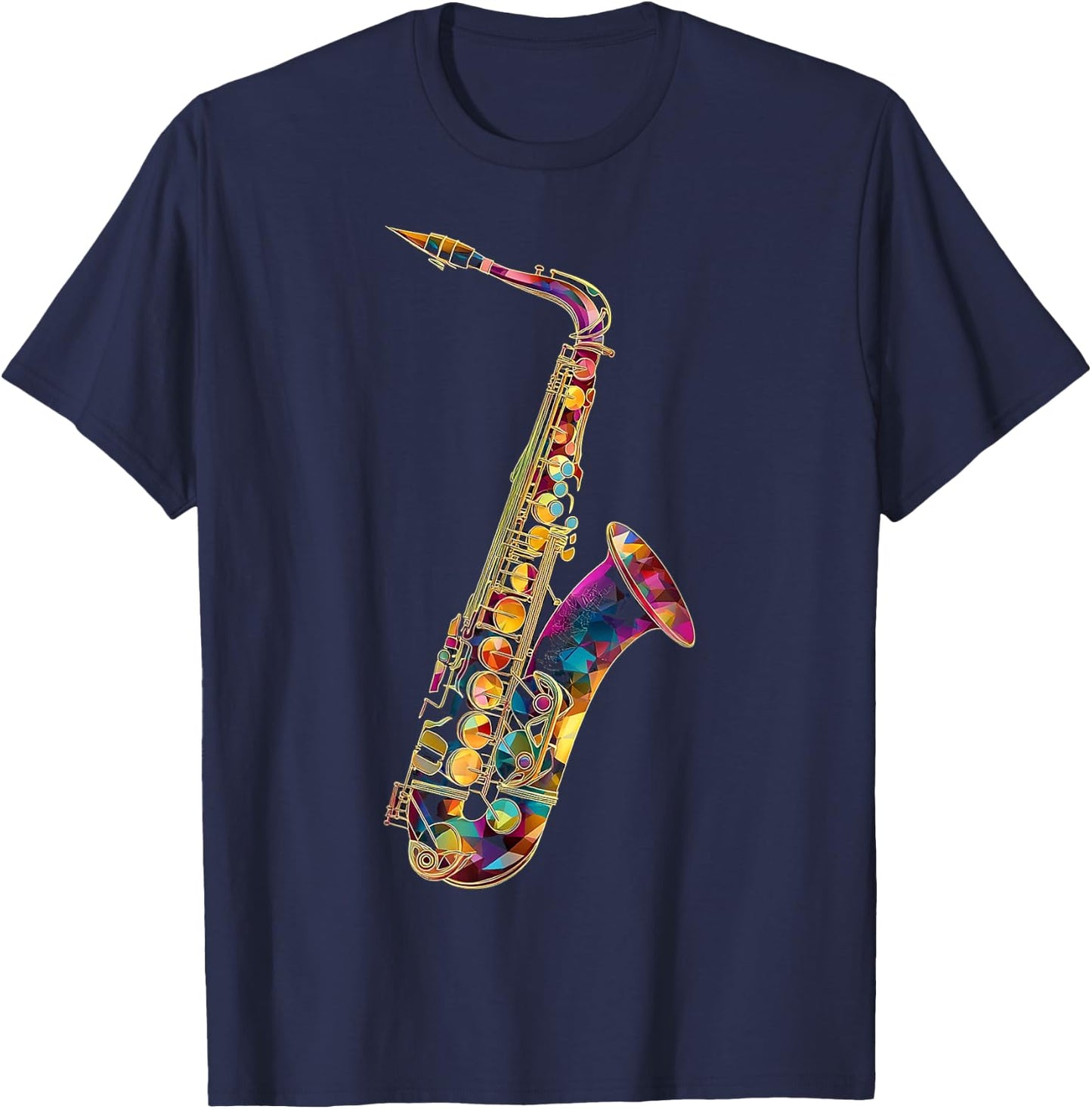 Saxophone Music Instrument Motif Artwork Saxophone T-Shirt - T-Shirt | Navy