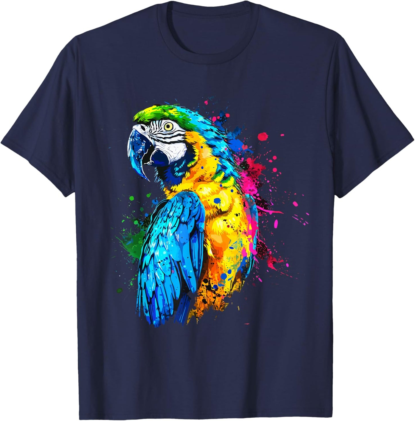 Colorful Parrot Watercolor T-Shirt - T-Shirt | Navy
