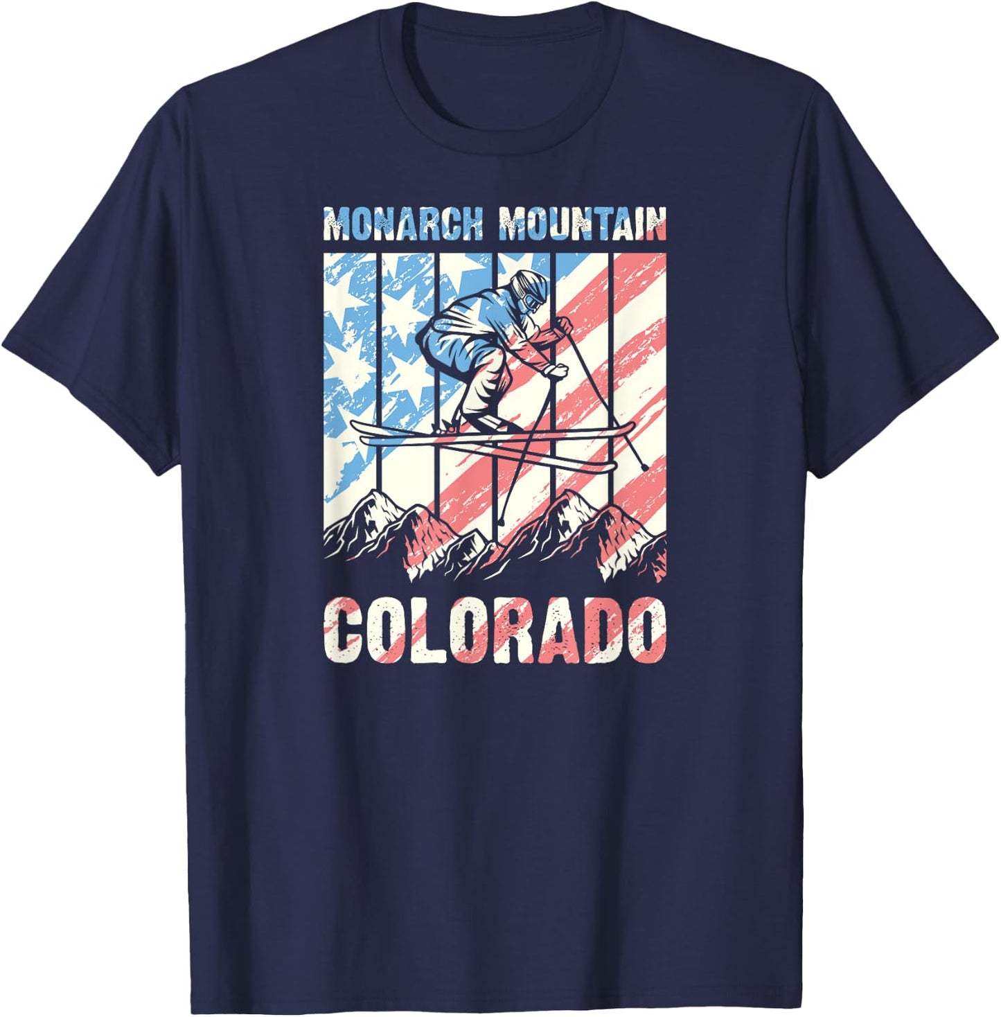 Matching Retro Mountain Skiing Loveland Monarch Mountain T-Shirt - T-Shirt | Navy