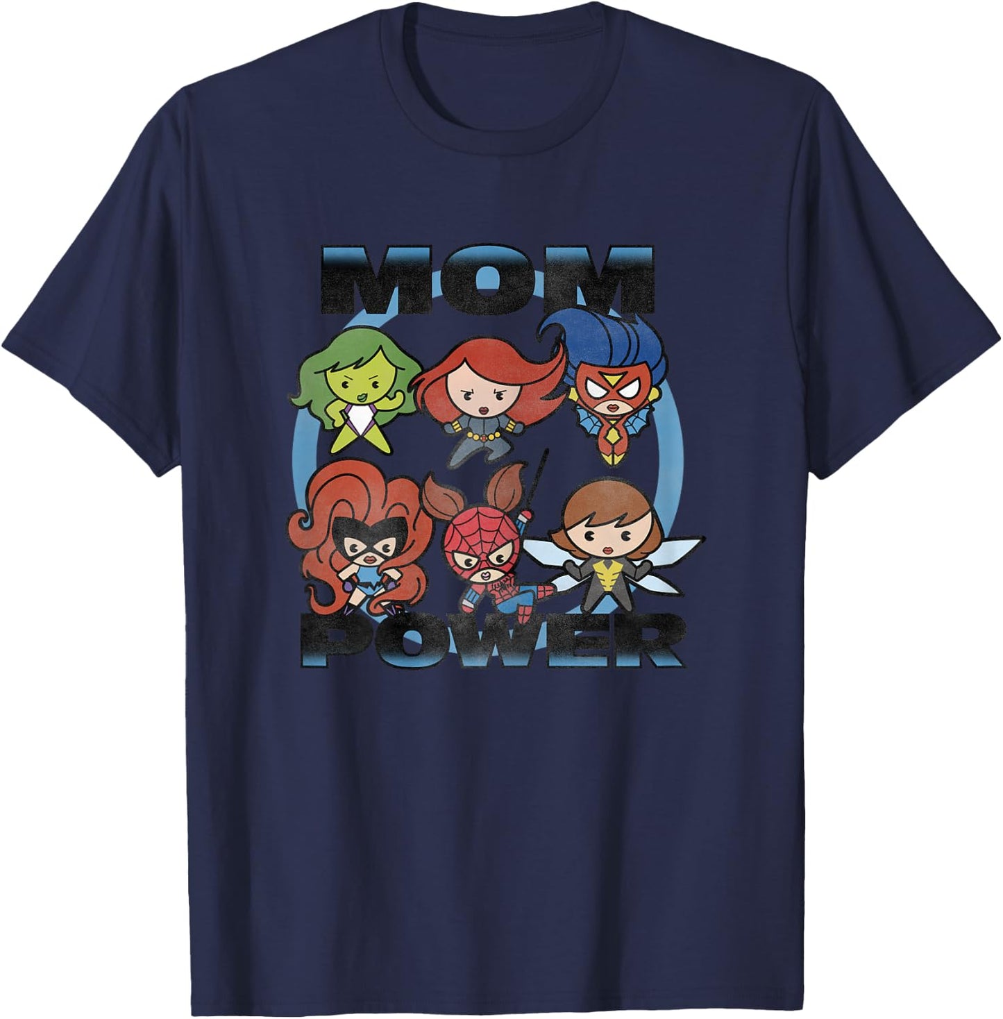 Marvel Avengers Mother's Day Mom Power Cartoon Chest Logo T-Shirt - T-Shirt | Navy