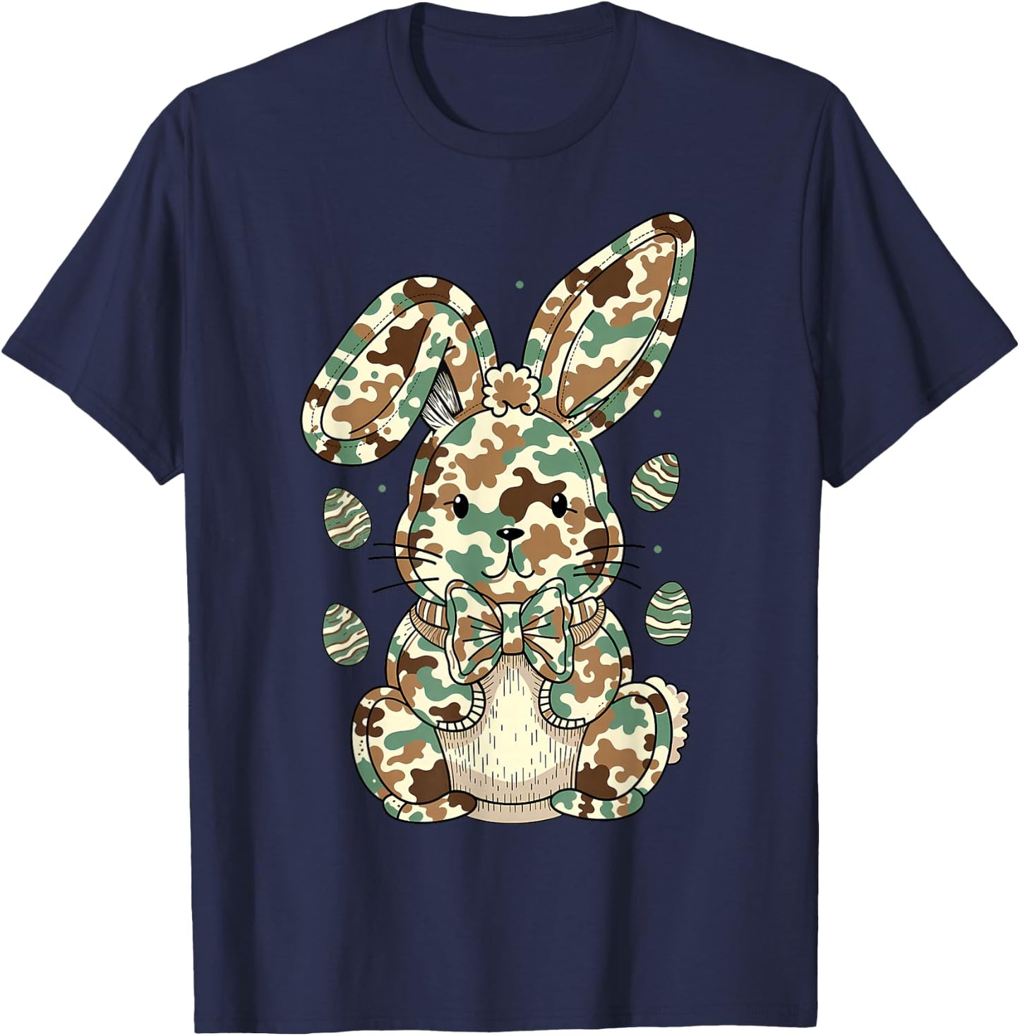 Eggs Hunter Bunny Camo Funny Rabbit Happy Easter Camouflage T-Shirt - T-Shirt | Navy