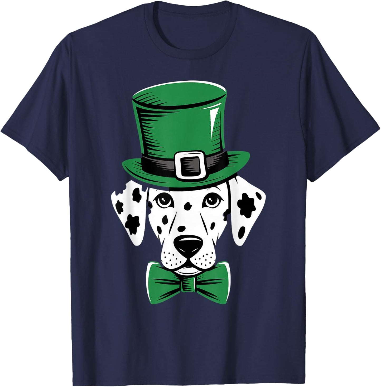 Green Dalmatian shamrock on St Patricks Day Dalmatian T-Shirt - T-Shirt | Navy