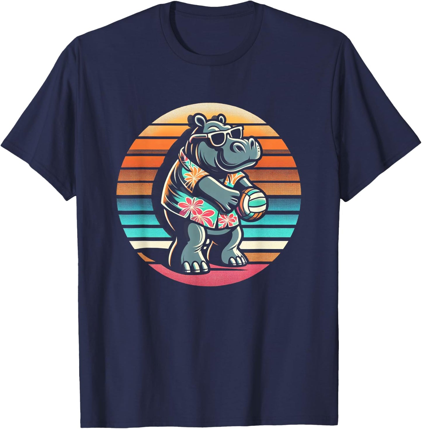 Beach Volleyball Hippo Volleyball T-Shirt - T-Shirt | Navy