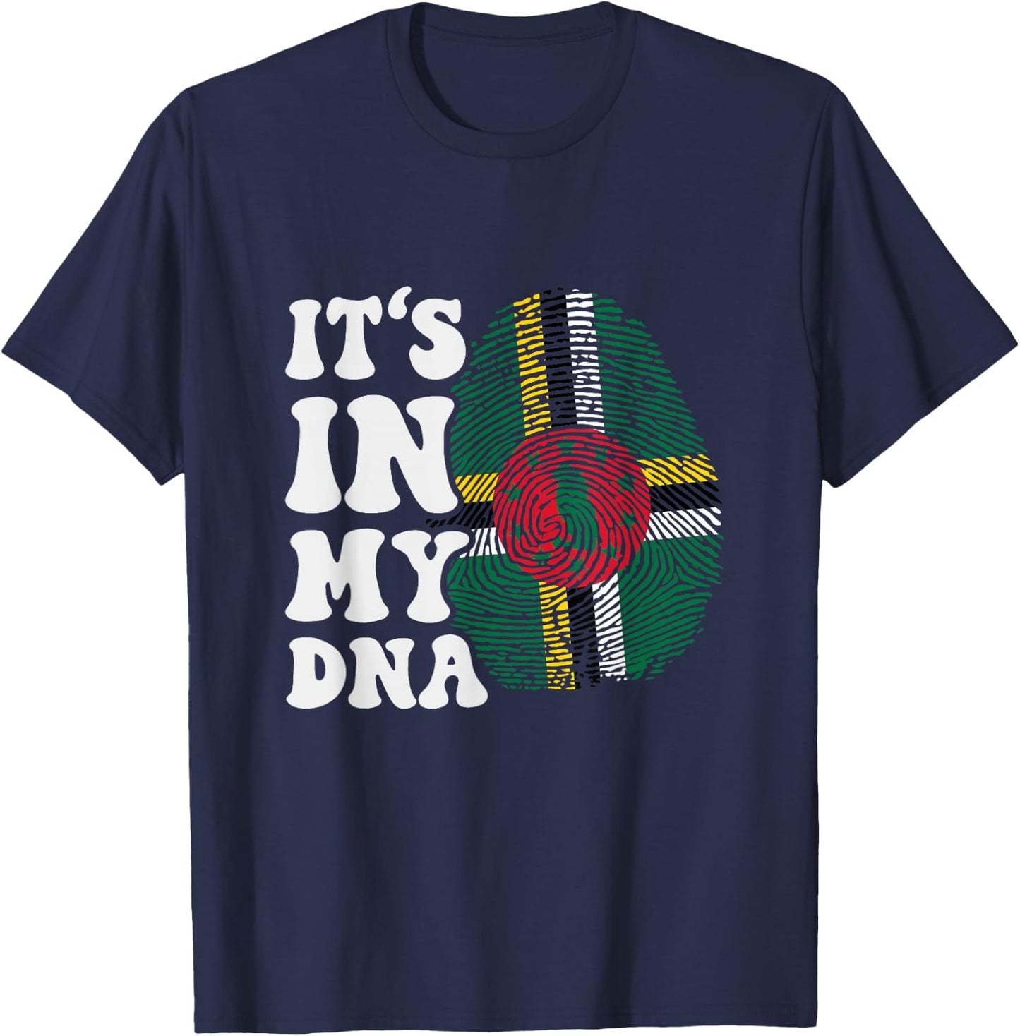 Funny it's in my DNA Dominica flag Fingerprint T-Shirt - T-Shirt | Navy