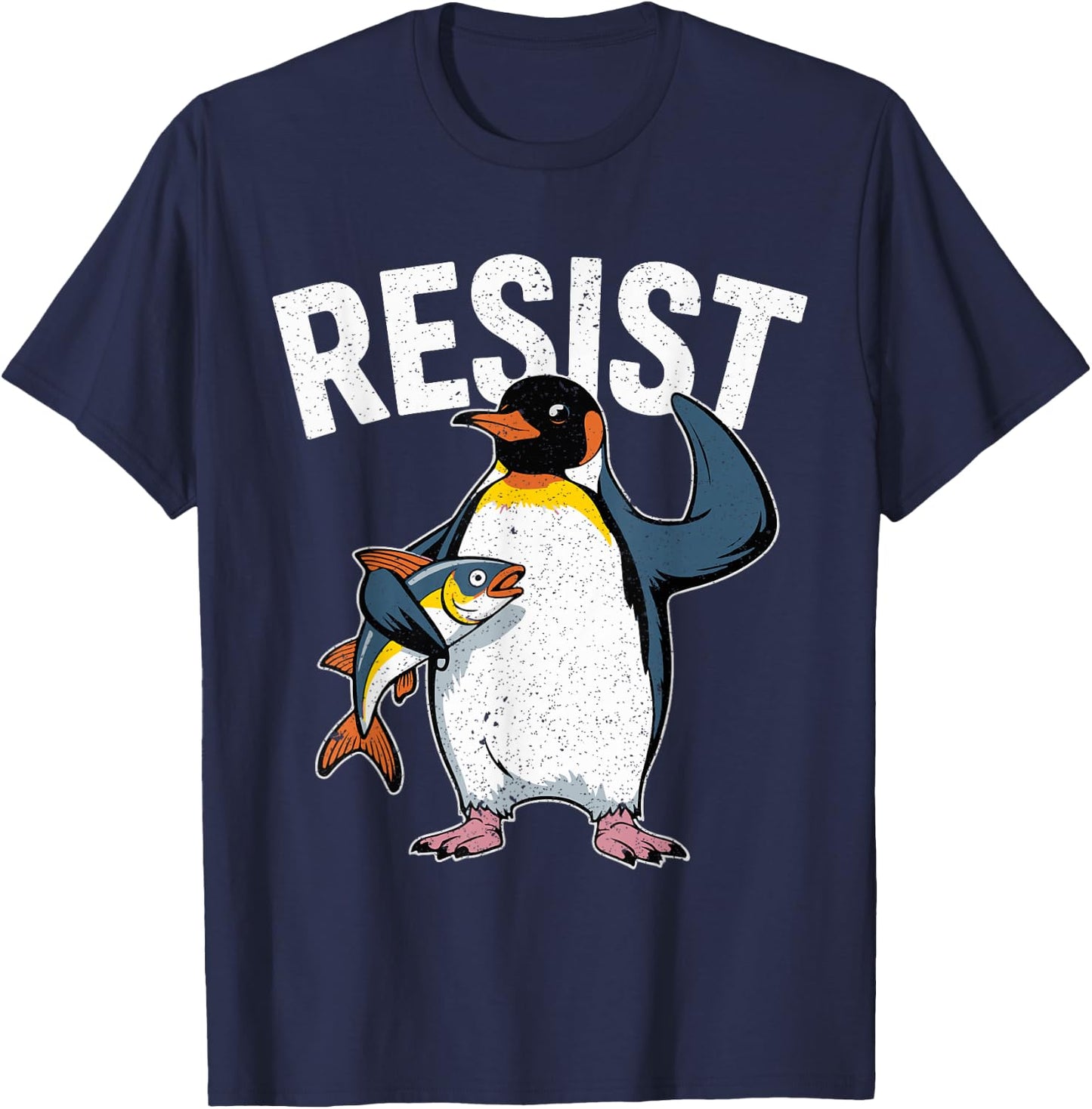 Resist Penguin I Stand With The Penguins Funny Tariffs Meme T-Shirt - T-Shirt | Navy