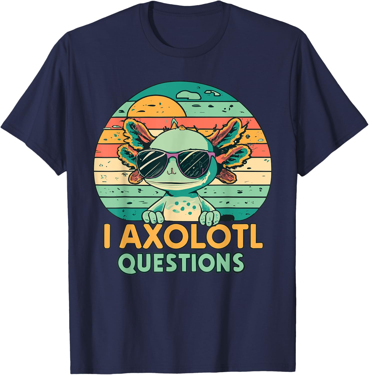 I Axolotl Questions Kids Retro Vintage T-Shirt - T-Shirt | Navy