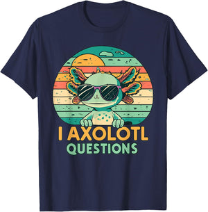 I Axolotl Questions Kids Retro Vintage T-Shirt - T-Shirt | Navy