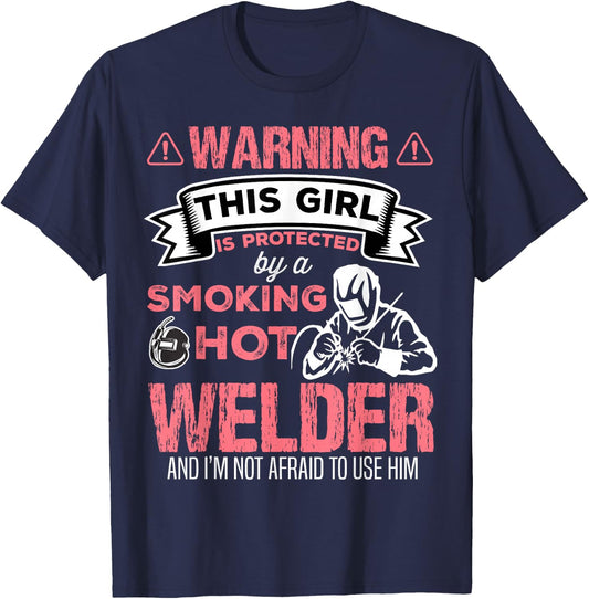 Welder Wife Funny Welder Girlfriend Women Birthday T-Shirt - T-Shirt | Navy