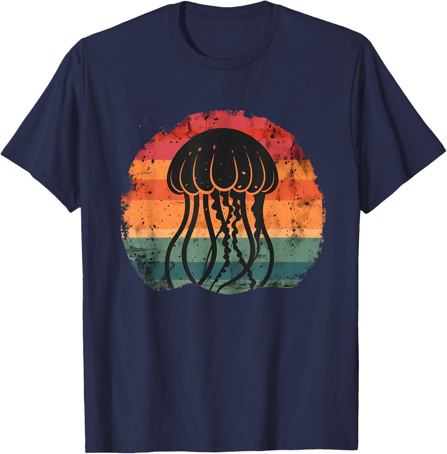 Jellyfish Retro Ocean Sea Animal Lover Sea Ocean Jellyfish T-Shirt - T-Shirt | Navy