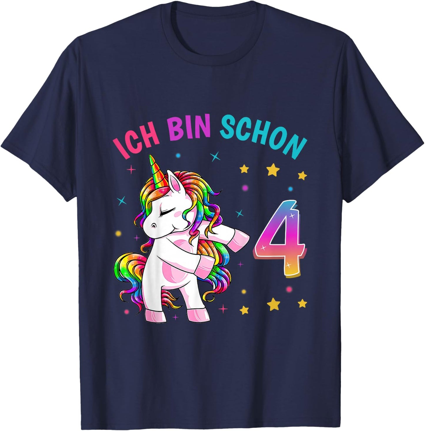 4 Geburtstag Mädchen Ich Bin 4 Jahre alt Party Einhorn T-Shirt - T-Shirt | Navy